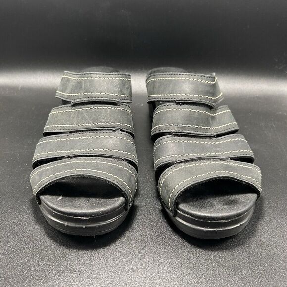 Sanita Clog Sandals Women's 41 Solid Black Slip On Strappy Open Toe - Picture 2 of 7